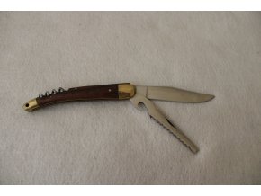 Nůž kapesní, zavírací s pilkou a vývrtkou - dřevo