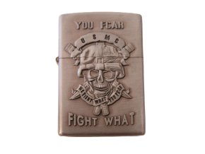 Benzínový zapalovač USMC - stříbrný mat