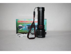 Svítilna, baterka LED/ZOOM dobíjecí Rechargeable Flashlight - černá