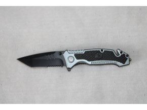 Kapesní zavírací multitool nůž s klipem - šedočerný