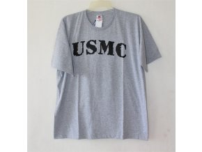 Triko, tričko s potiskem USMC krátký rukáv - šedé
