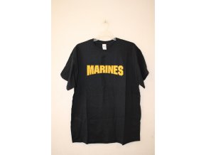 TRIKO, TRIČKO S POTISKEM MARINES krátký rukáv - černé