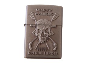 Benzínový zapalovač SHADOW WARRIORS - stříbrný mat