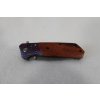 Kapesní zavírací nůž s klipem - dřevo, fialová aplikace