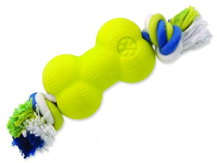Hračka DOG FANTASY Strong Foamed kost guma s provazem 8.8 cm