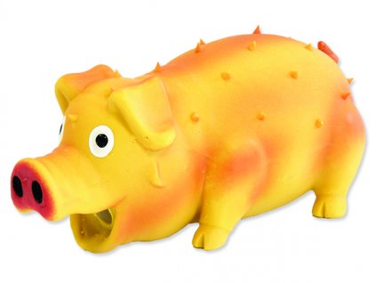 Hračka DOG FANTASY Latex prase chrochtající mix barev 21 cm