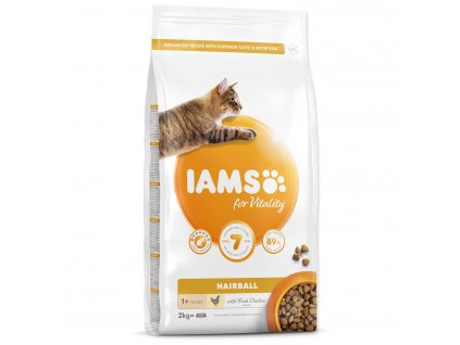 IAMS for Vitality Adult Cat Food Hairball Reduction with Fresh Chicken 2kg