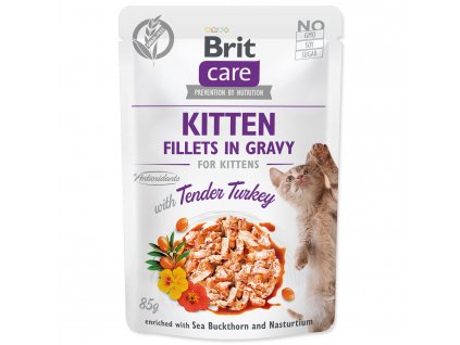 Kapsička BRIT Care Cat Kitten Fillets in Gravy with Tender Turkey 85g