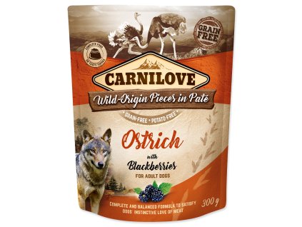 CARNILOVE Dog Paté Ostrich with Blackberries 300g
