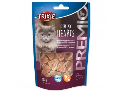 Srdiíčka TRIXIE Cat Premio s kachními prsíčky a treskou 50g