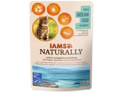  IAMS Kapsička Cat Naturally with Natural Cod in Gravy 85g