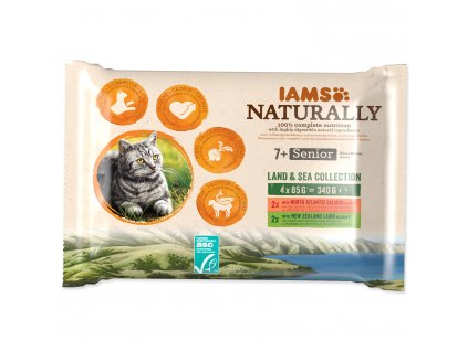  IAMS Kapsička Cat Naturally Senior výběr z mořských a suchozemských mas v omáčce multipack 340g