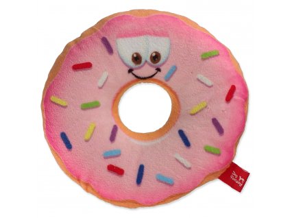 Hračka DOG FANTASY donut s obličejem růžový 12 cm
