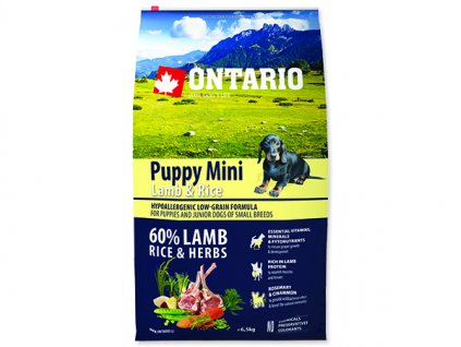 ONTARIO Puppy Mini Lamb & Rice 6,5 kg