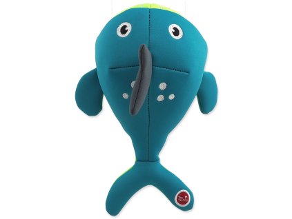 Hračka Dog Fantasy Water Float velryba pískací a plovoucí turkysová 28cm