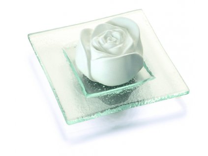 PL-60081 Primavera Aromakameň Kvet ruže na priehľadnej sklenenej podložke 1 ks na bielom podklade
