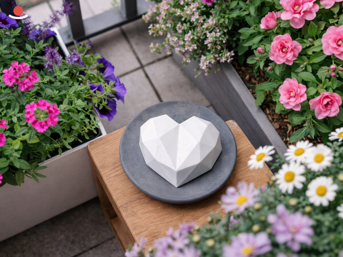 Tmavý Maru s bílým aromakamenem Kokoro na balkóně zhora