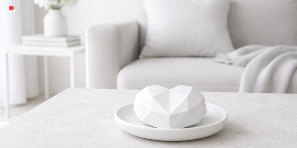 Aroma kámen Kokoro v minimalistickém bílém pokoji