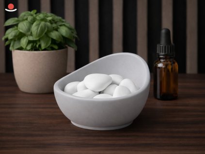 Světle šedý Mizu s bílými aromakamínky