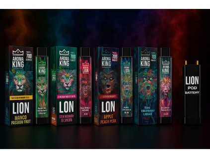 TOP 6 LION POD + 1 BATERIE - AROMA KING balíček 6 ks  20 mg / 700 potáhnutí
