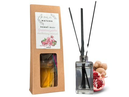Vonný Olej s Tyčinkami - Gratnátové Jablko a Muškátový Oriešok
