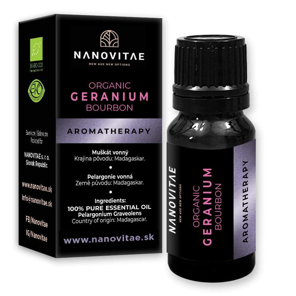 NANOVITAE Geranium Bourbon esenciální olej - ORGANIC quality 10ml