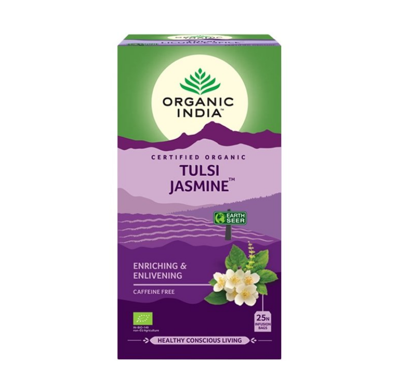 Organic India Tulsi Jasmín, porcovaný čaj, 25 sáčků