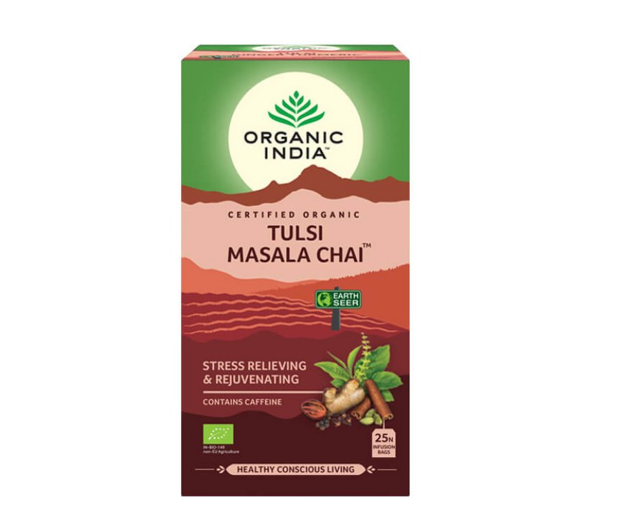 Organic India Tulsi Masala Chai, porcovaný čaj, 25 sáčků