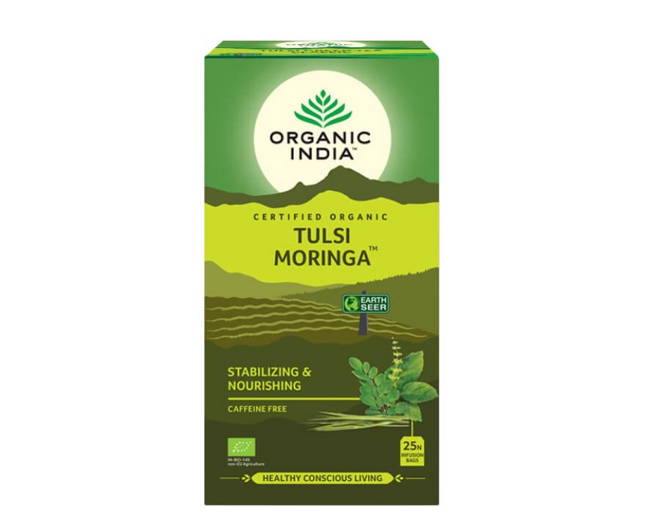 Organic India Tulsi Moringa, porcovaný čaj, 25 sáčků