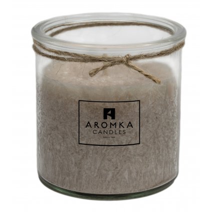 Přírodní vonná svíčka palmová - AROMKA - Recyklované sklo, 250 ml - Santalové Dřevo