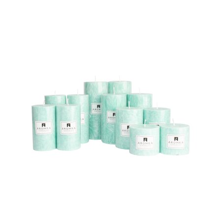 Přírodní vonná svíčka palmová - AROMKA - Sada 12 válců v průmyslovém balení - Aloe Vera