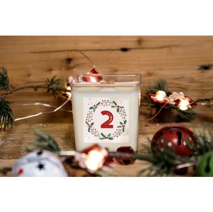 Přírodní vonná svíčka sójová - AROMKA -Carbon kostka s dřevěným knotem, 80 ml - KOŘENÍ VÁNOC-CHRISTMAS CHARM