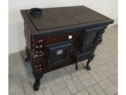 Kachlový sporák Adela hnědá levé provedení