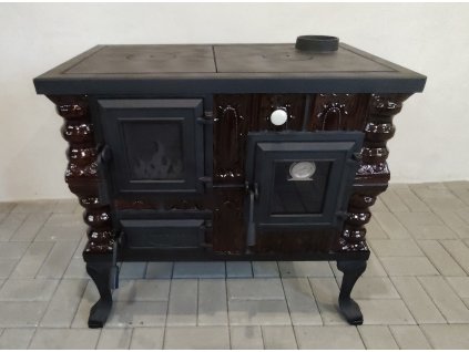 Kachlový sporák Adela hnědá pravé provedení