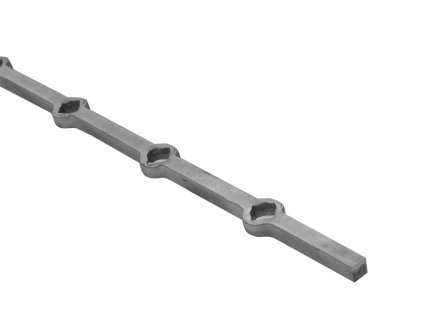 Tyč hladká s otvory čt. 16x16mm, 2000mm, rozteč 150mm, 13 děr v tyči