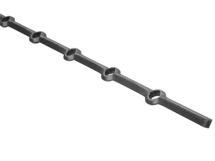 Tyč hladká s otvory čt. 16x16mm, 2000mm, rozteč 150mm, 13 děr v tyči