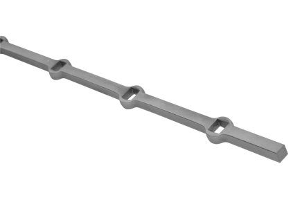Tyč hladká s otvory čt. 12x12mm, 2000mm,  rozteč 120mm, 16 děr v tyči