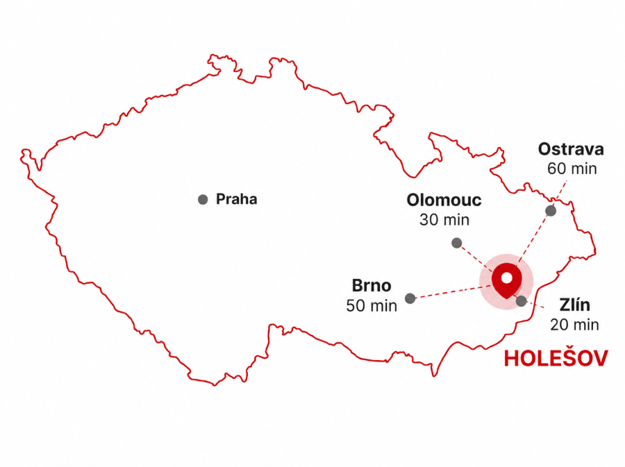 Mapa ČR — Holešov