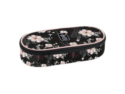 Ars Una Oval Pencil Case Flowery Black