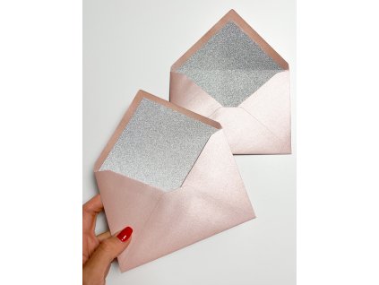 Obálka B6 - Glitrový metalický vklad - Stříbrná