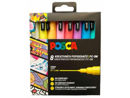 POSCA akrylový popisovač PC-3M 8 ks - mix pastelových barev