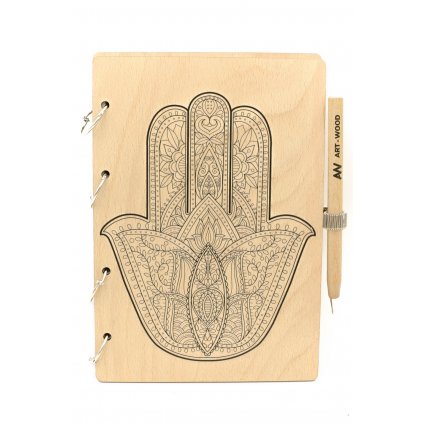 Dřevěný zápisník - ruka Fatimy