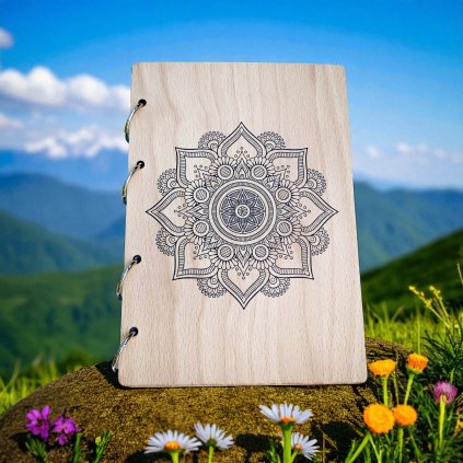 Dřevěný zápisník - mandala