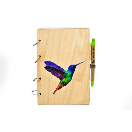 Dřevěný zápisník - kolibřík