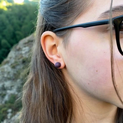 Náušnice skleněné pecky TWILIGHT - deep plum