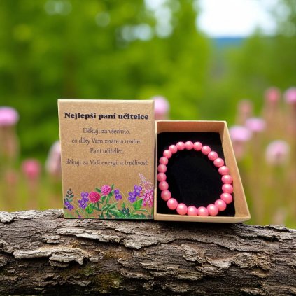 Náramek pro nejlepší učitelku - luční kvítí, pink carnation