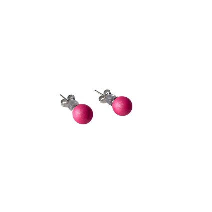 Náušnice skleněné pecky - fuchsia