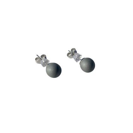 Náušnice skleněné pecky SILK - titanium