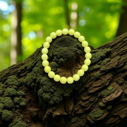 Náramek skleněné perle BONDELI - soft yellow