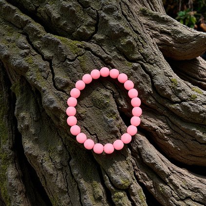 Náramek skleněné perle - soft pink
